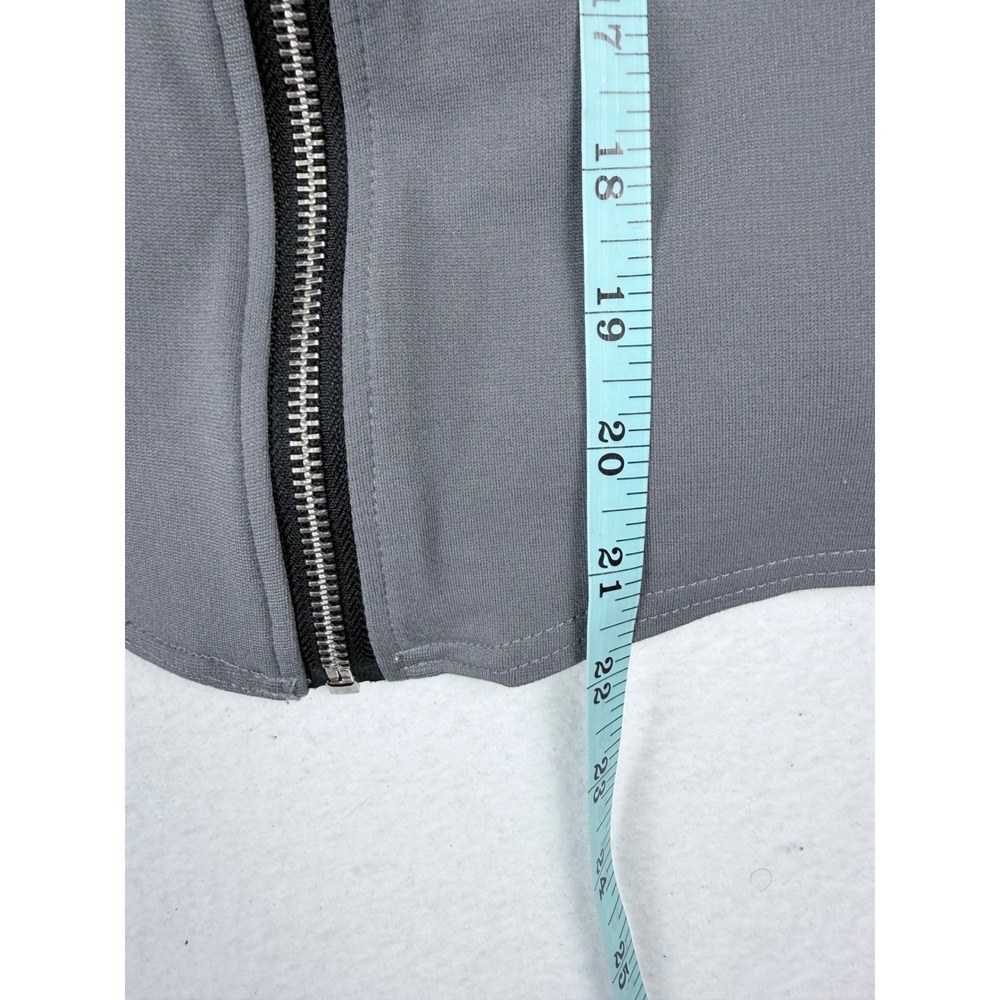 Attitudes by Renee Womens Grey Black Colorblock 90s Moto Jacket Mock Neck Size S - Picture 9 of 9